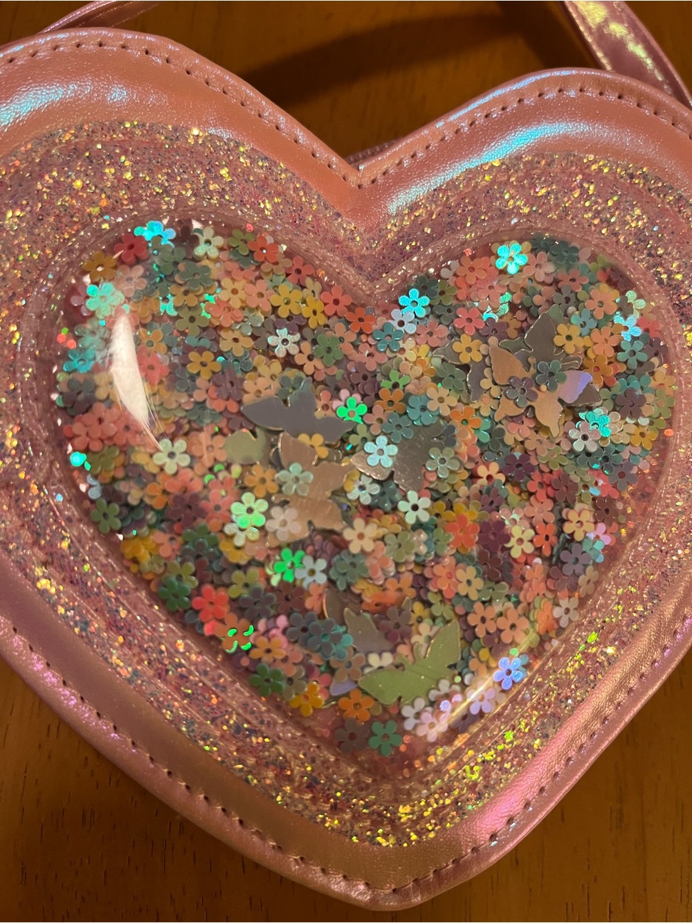 Place Pink Iridescent Heart Crossbody Bag - Picture 2 of 5